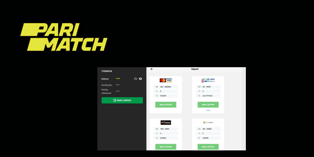 parimatch deposit and withdrawing options